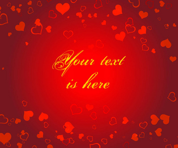 情人节的浪漫贺卡与红色的心脏形状和空间的文本, 矢量插图