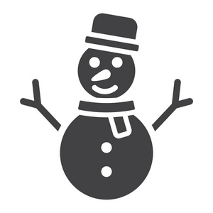 雪人标志符号, 新年和圣诞节, 圣诞标志矢量图形, 一个白色背景上的固体图案, eps 10