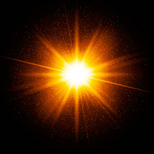 黄色火花明星爆裂与火花。金色闪光的粒子, 灰尘。透明发光效果。暗背景下的矢量插图