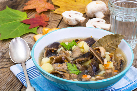 美味的蘑菇和土豆自制汤