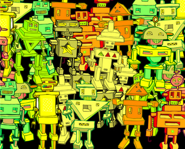 彩色老式机器人背景