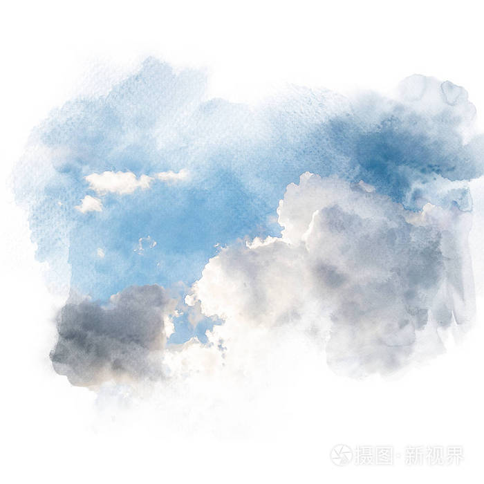 水彩插图的天空与云(干).