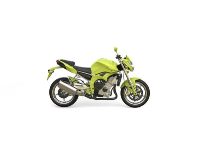 外星绿色现代运动摩托车侧面图