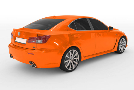 车上白色孤立橙色油漆 有色的玻璃背面正确