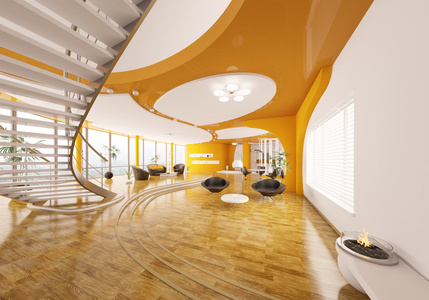 现代公寓3D渲染室内设计