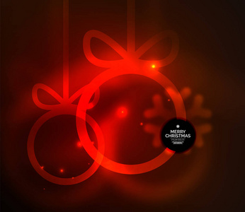 圣诞节小, 矢量魔术黑暗背景与发光的新年球形