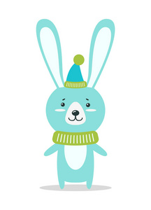 暖锥帽子和针织围巾可爱的野兔