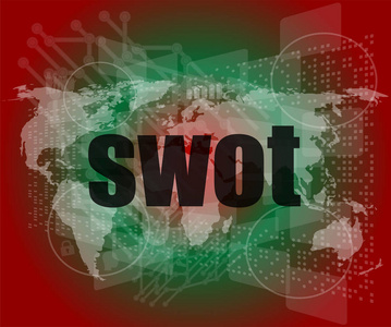 swot word 在触摸屏幕上，现代虚拟技术背景