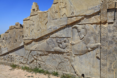 伊朗波斯波利斯古城墙上的浮雕雕刻