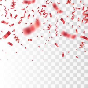 红色的五彩纸屑孤立。节日矢量背景