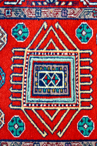 彩色的羊毛手工地毯特写