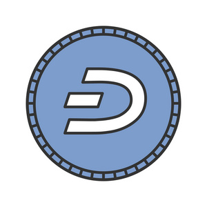 Dashcoin 颜色图标。破折号.Cryptocurrency挖掘.孤立向量图