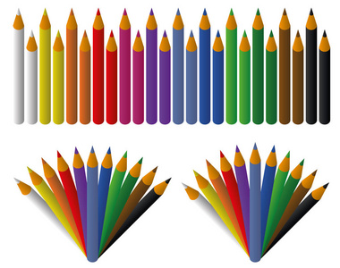 为设计和图形布局设置的彩色铅笔