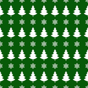 圣诞树无缝图案白色绿色背景
