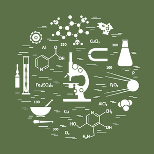 各种科学，教育元素的程式化的矢量图标