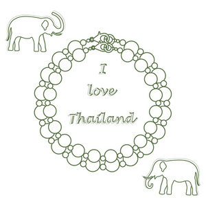 珍珠项链和大象的程式化的图标。东部的集聚