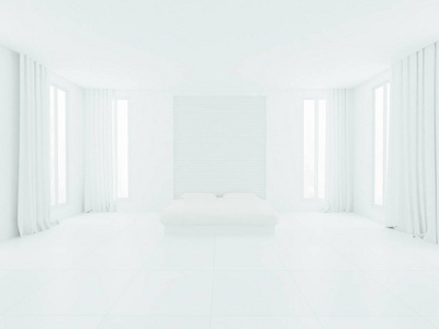 白色和蓝色的卧室