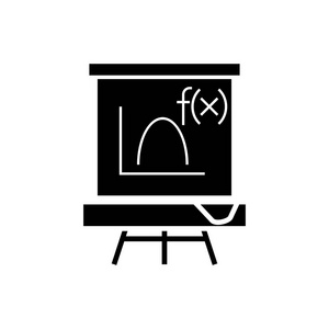 黑板数学图标矢量上孤立背景图中，黑色标志