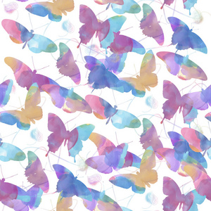 无缝模式的水彩蝴蝶