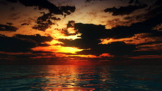 美丽的日落在海洋