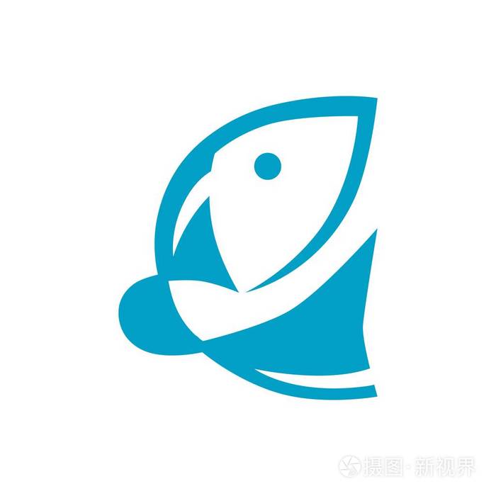抽象鱼的符号, 白色背景上的图标.用于徽标