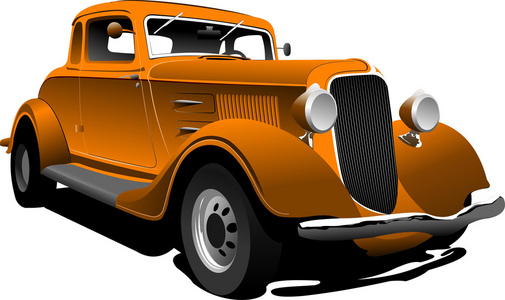旧橙色的车。 轿车插图