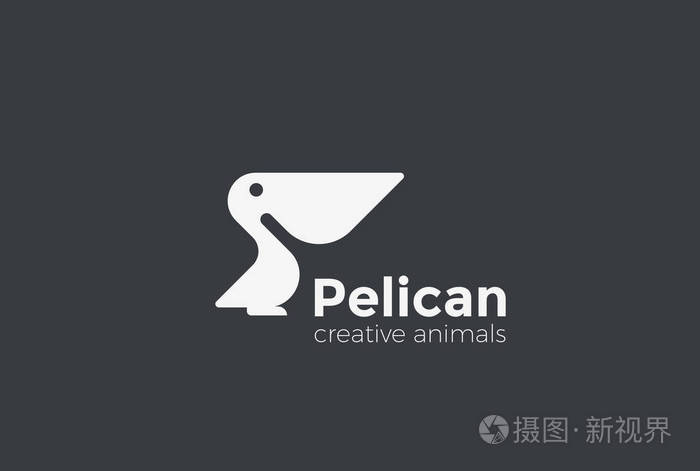 鹈鹕鸟标志抽象设计向量模板