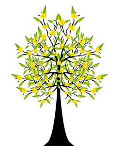 抽象详细的生态树矢量图