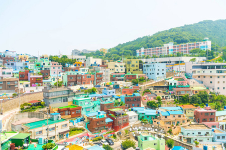 美丽的建筑，在釜山 Gamcheon 文化村