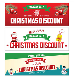 圣诞节销售网站横幅矢量插图