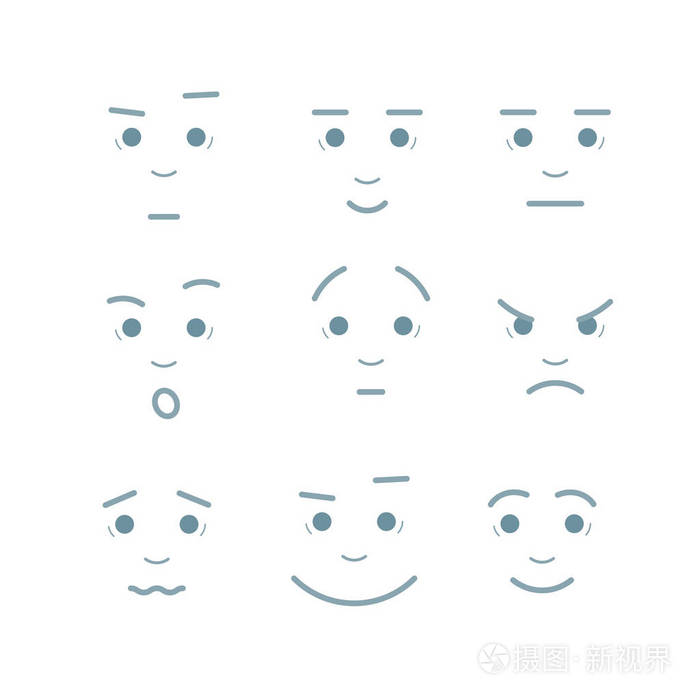 卡通面孔表情向量集.