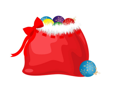 袋子与礼物和球为新年。矢量.隔离