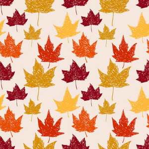 无缝模式与秋天的树叶。矢量插画