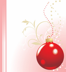 装饰背景上的圣诞红球。 假日卡