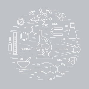 各种科学，教育元素的程式化的矢量图标