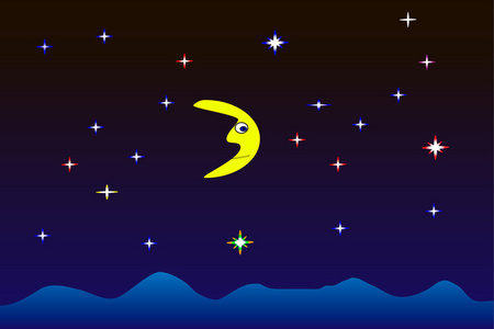 夜空中有星星和月亮