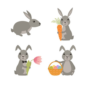 设置可爱复活节兔子。节日背景