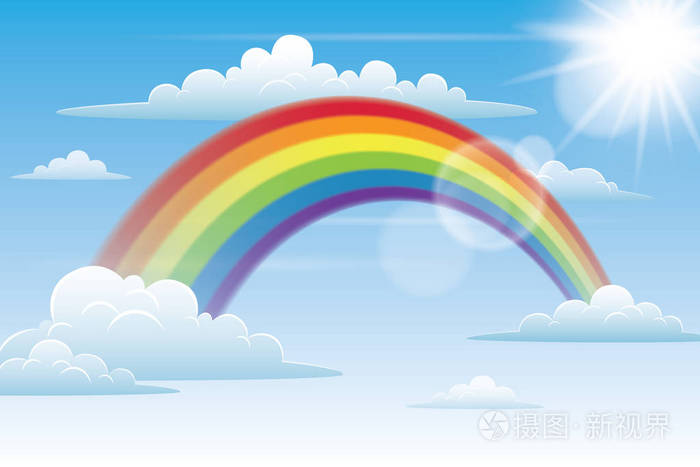 在天空与云彩彩虹