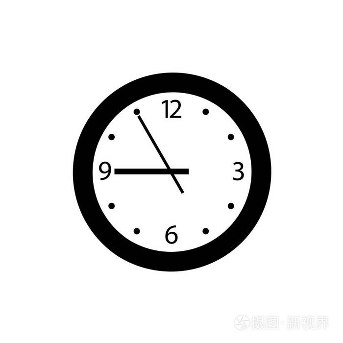 白色背景上的矢量时钟图标