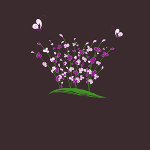 夏季紫花蝴蝶贺卡
