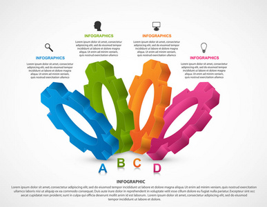 信息设计模板与齿轮。设计元素。信息商务演示或信息横幅