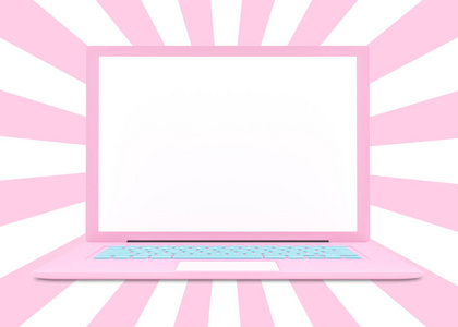 笔记本电脑粉红色与空白屏幕隔离