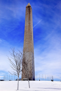 雪后的华盛顿纪念碑