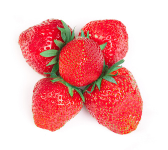 白色背景下分离的成熟草莓