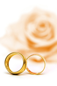 带有玫瑰和戒指的婚礼概念