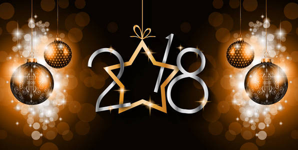 你季节性传单和问候卡或圣诞节的主题邀请 2018年快乐新年背景