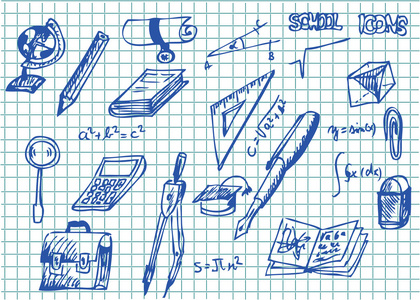 手工绘制的学校配件