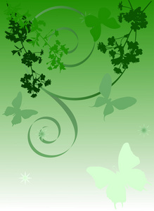 绿色樱花树花和蝴蝶图片