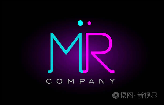 霓虹灯字母mrmr字母标志图标组合设计