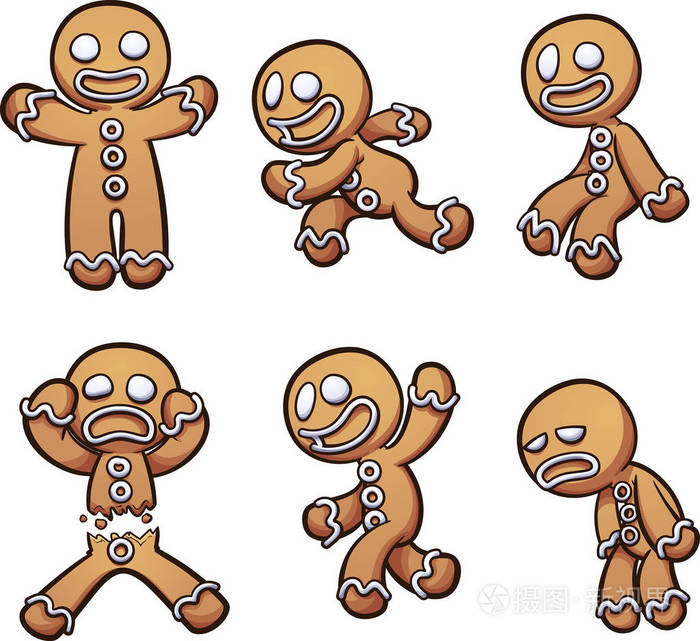姜饼人不同的姿势插画-正版商用图片02ztuk-摄图新视界
